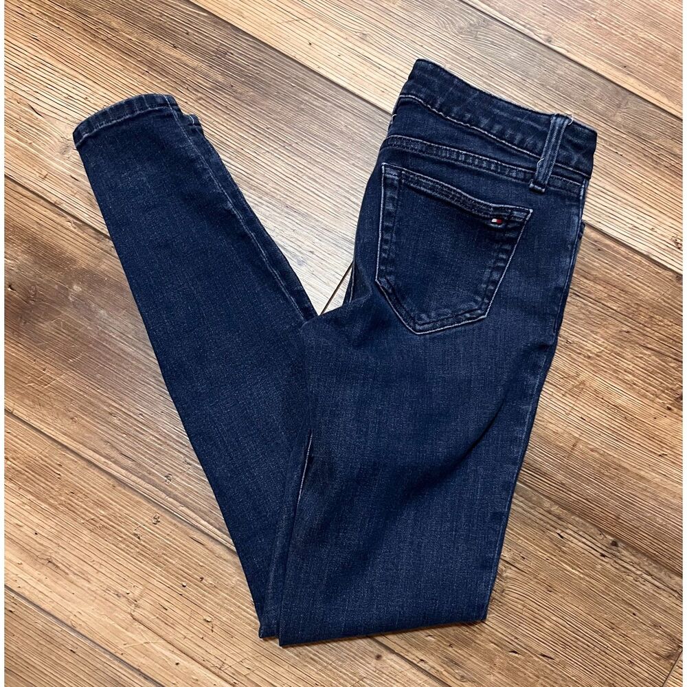 TOMMY HILFIGER Vintage Skinny Jeans Leggings Stretch Dark Wash Sz 0